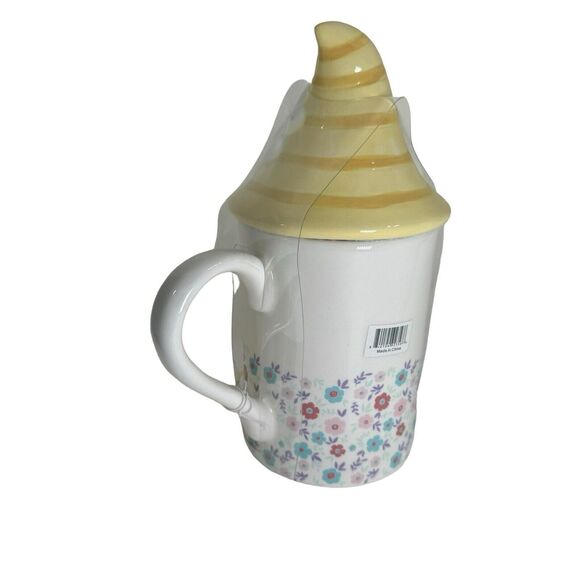 Carrot Patch Cottage Ceramic Floral Mug with Gnome Lid- New - Picture 3 of 16